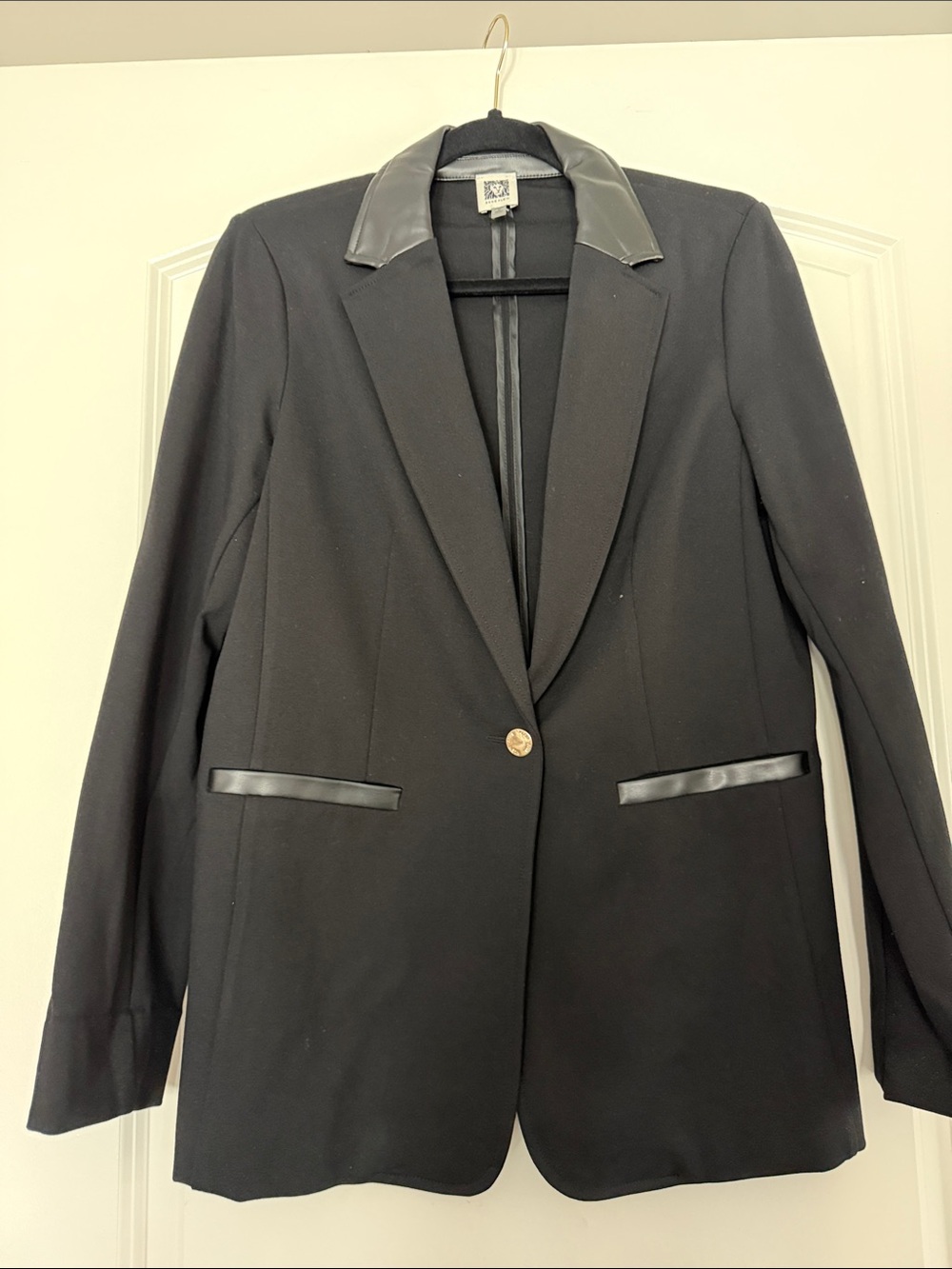 Anne Klein Black Women's Blazer with Faux Leather Trim